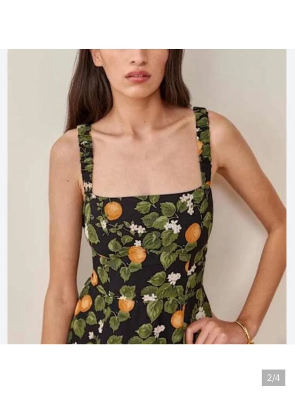 Reformation Dominique Midi Dress In Clementines Sz 4 - Picture 2 of 13